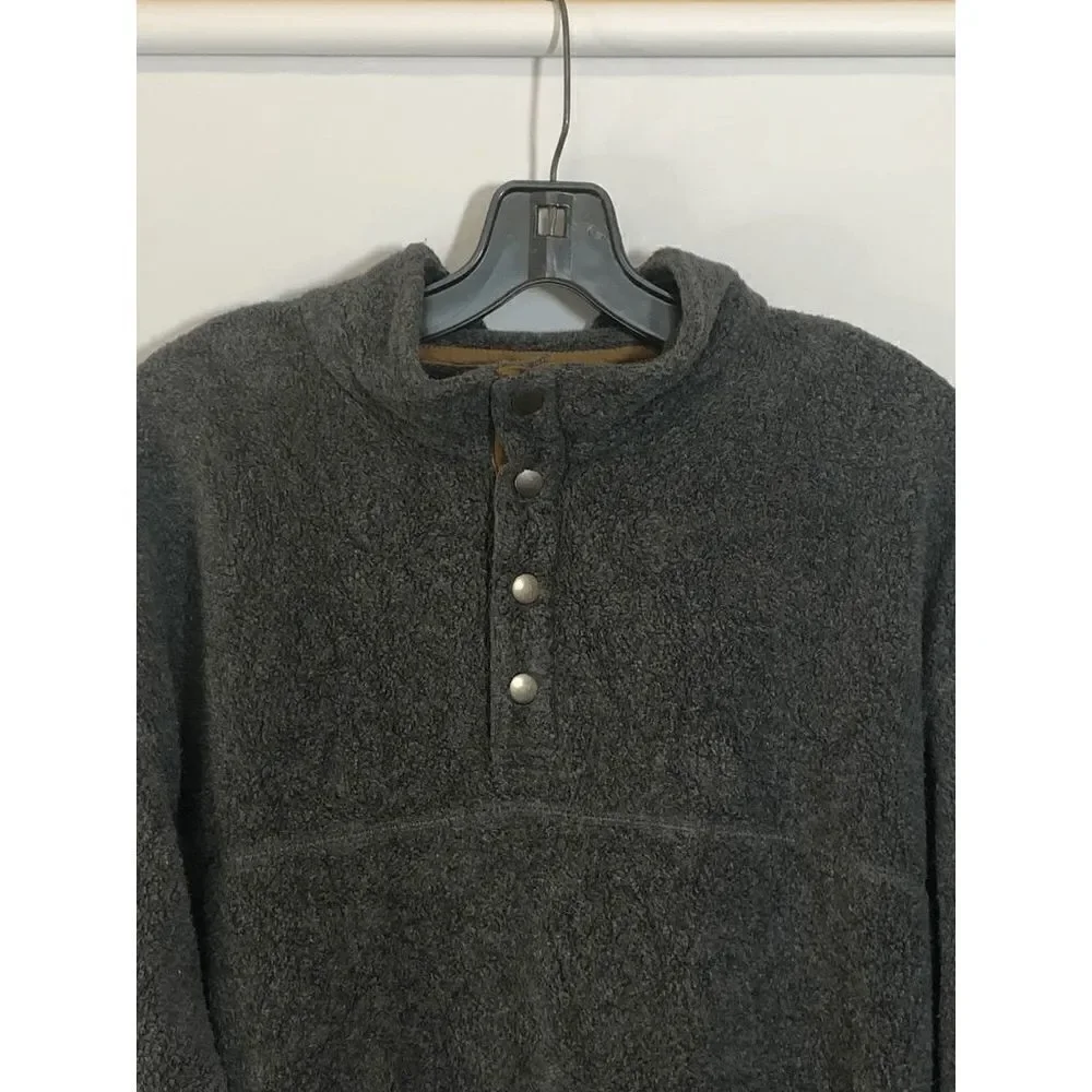 Vintage Norm Thompson Mens 1/2 Button Fleece Pullover Sweater Gray Size Large
